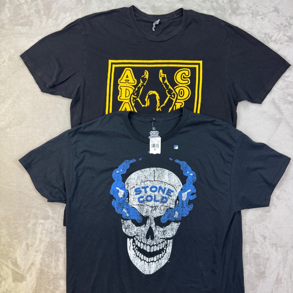 WWE‎ Stone Cold Adam Cole Shirts Mens XL Black Regular Fit Wrestling Bundle 2pk
